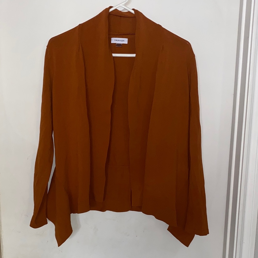 Calvin Klein Rust Brown Open-Front Women's Cardigan